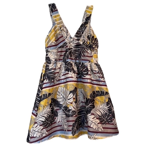 H&M TROPICAL FIT & FLARE MINI DRESS - SIZE 12 - Picture 1 of 5